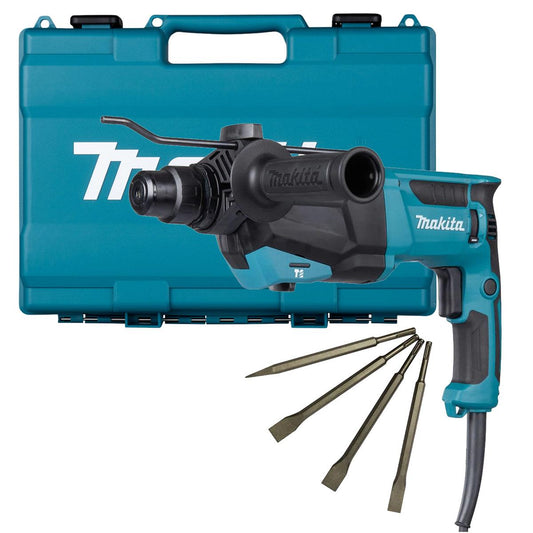 Makita HR2670/2 26mm SDS+ Rotary Hammer Drill With Excel Drill Chisel Set