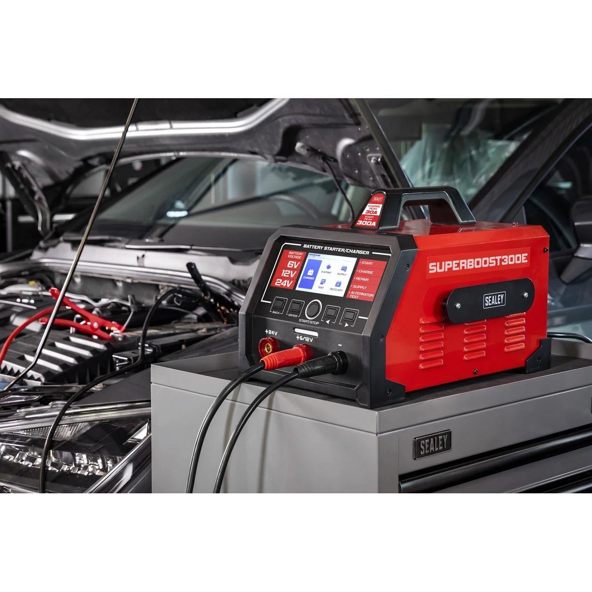 Sealey SUPERBOOST300E 6/12/24V Battery Starter/Charger 300A/230V