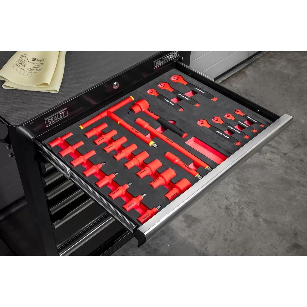 Sealey TBTECOMBO2 63pc Insulated Tool Kit with 7 Drawer Roll cab