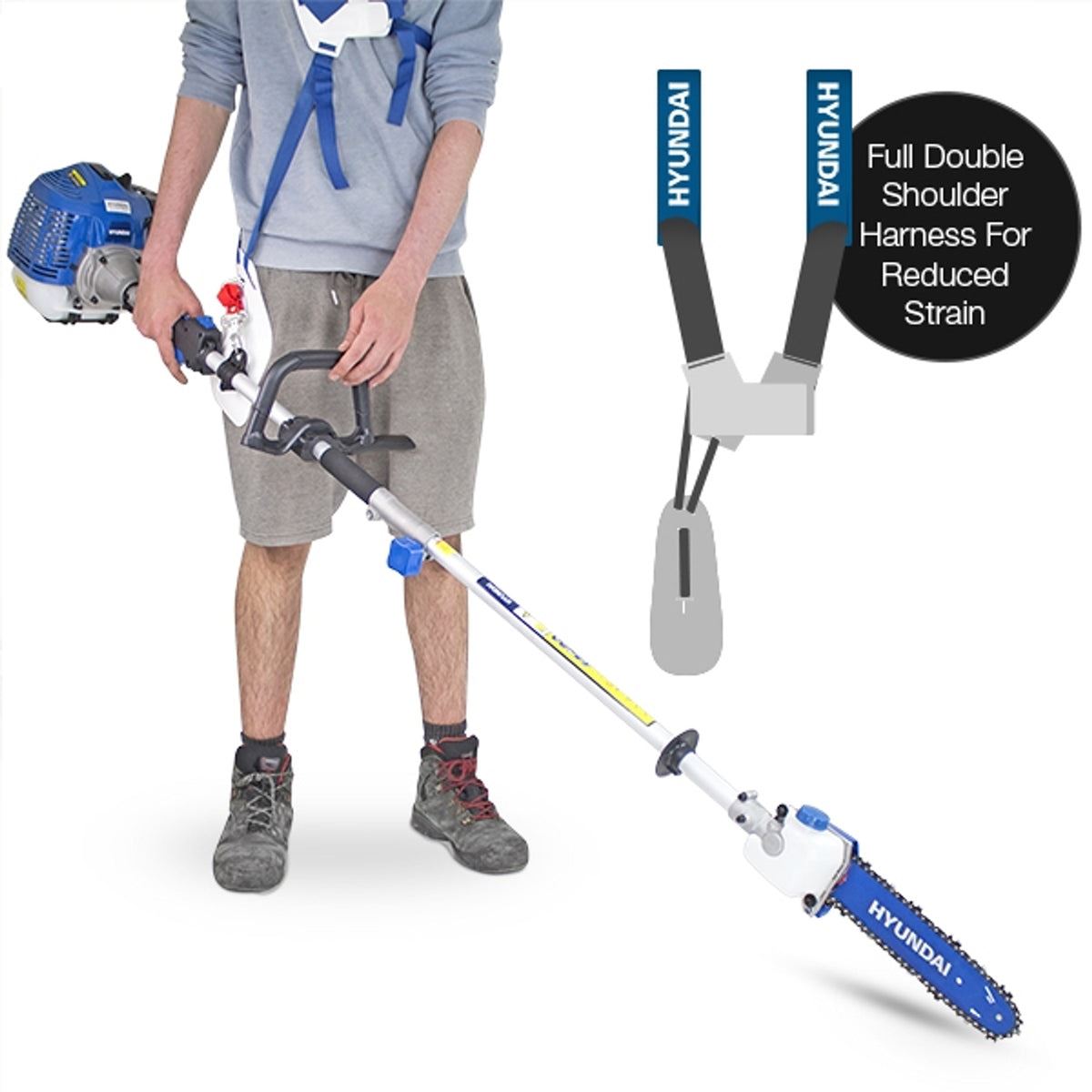 Hyundai HYPS5200X 52cc Petrol Pole Saw Pruner Chainsaw 2.7m Long Reach 260mm Cutting Width