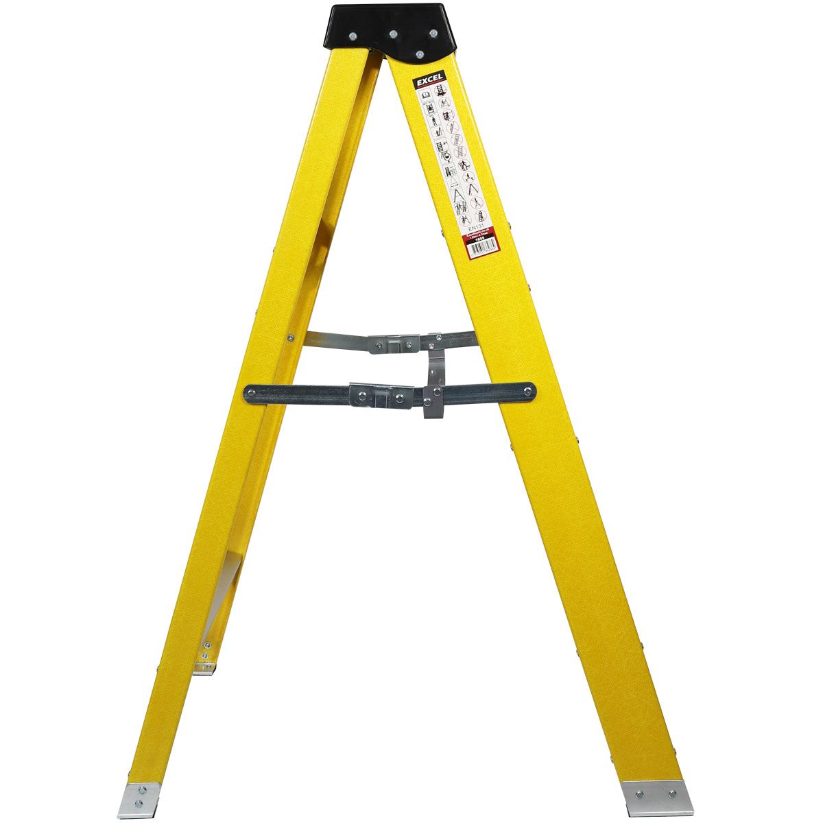 Excel Heavy Duty Fibreglass 3 Tread Ladder with 3 Step Hop Up Ladder