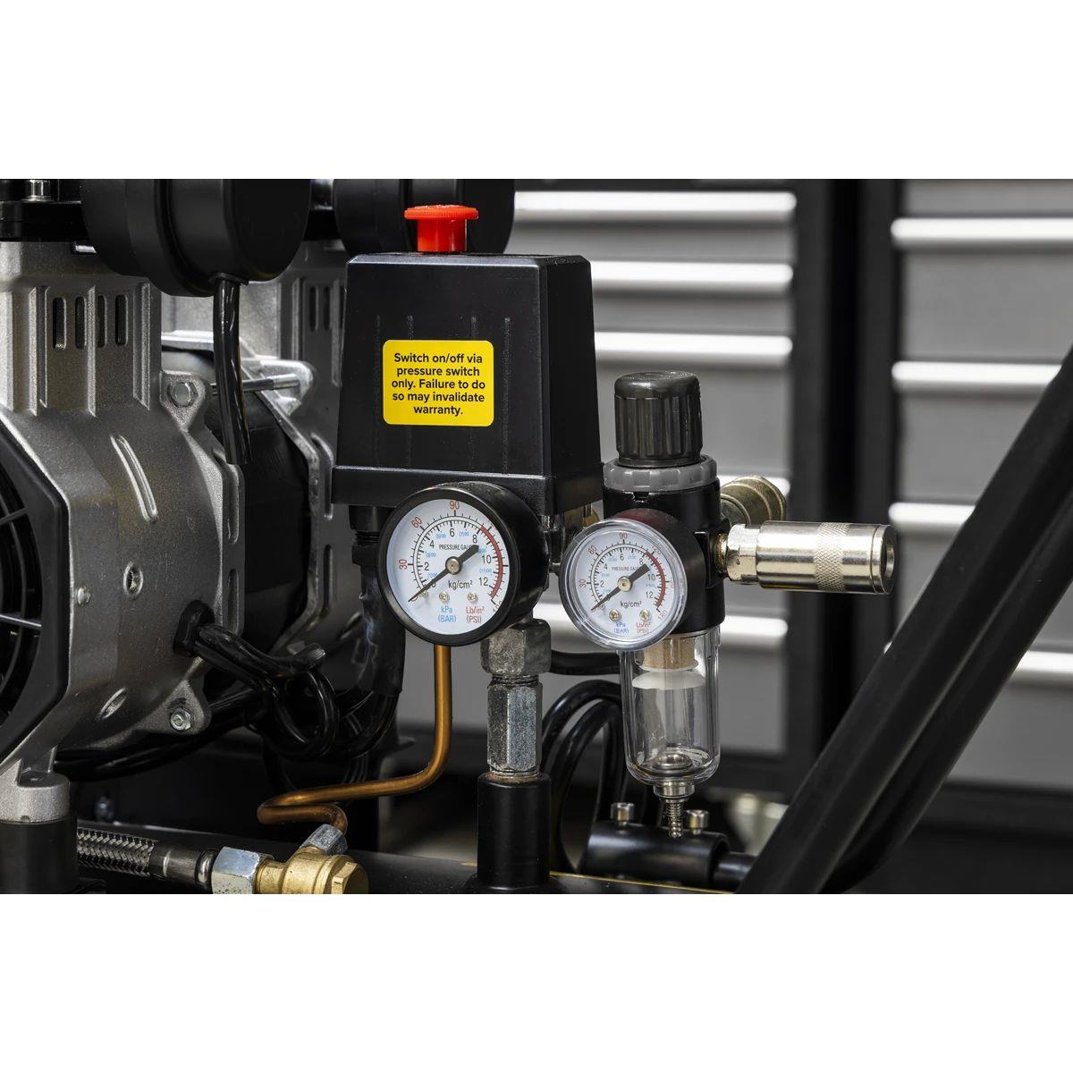 Sealey SAC10001S 100L Oil Free Low Noise Direct Drive Air Compressor 2 x 2hp/230V