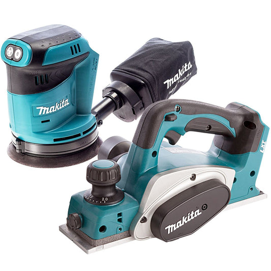 Makita 2 Piece 18V LXT 125mm Orbital Sander & 82mm Planer Body Only