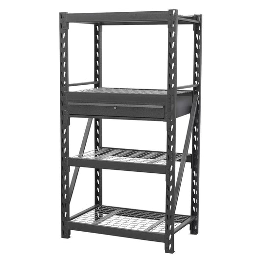 Sealey AP6372COMBO1 Heavy-Duty Racking Unit with 4 Mesh Shelves & Single Drawer 640kg Capacity Per Level