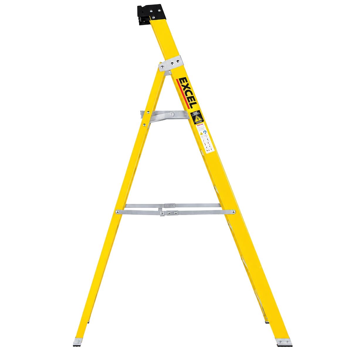 Excel Electricians Fibreglass Platform Step Ladder 6 Tread 2.04m EN131 Yellow