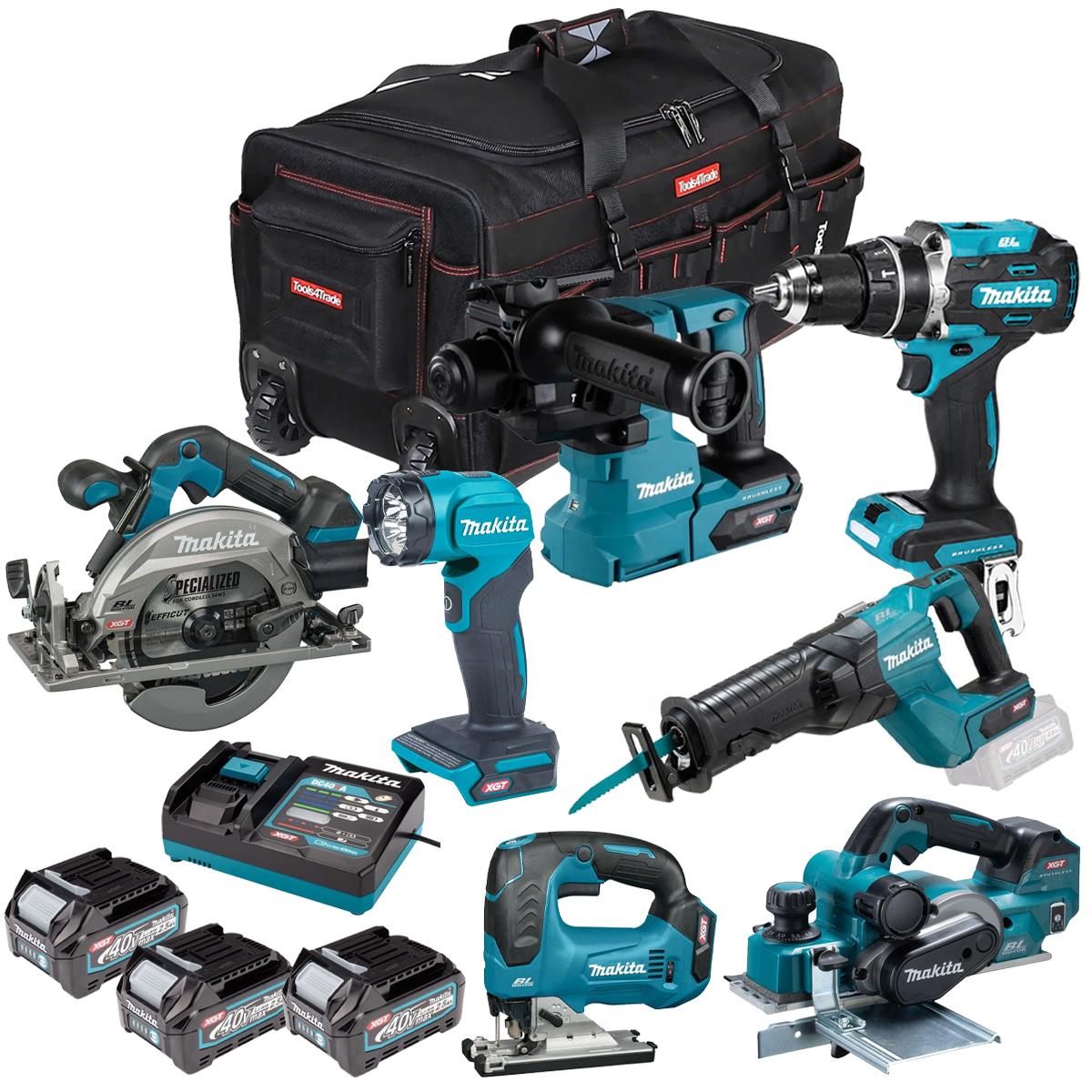 Makita 40V 7 Piece Combo Kit with 3 x 2.5Ah Batteries & Charger T4TKIT-7729