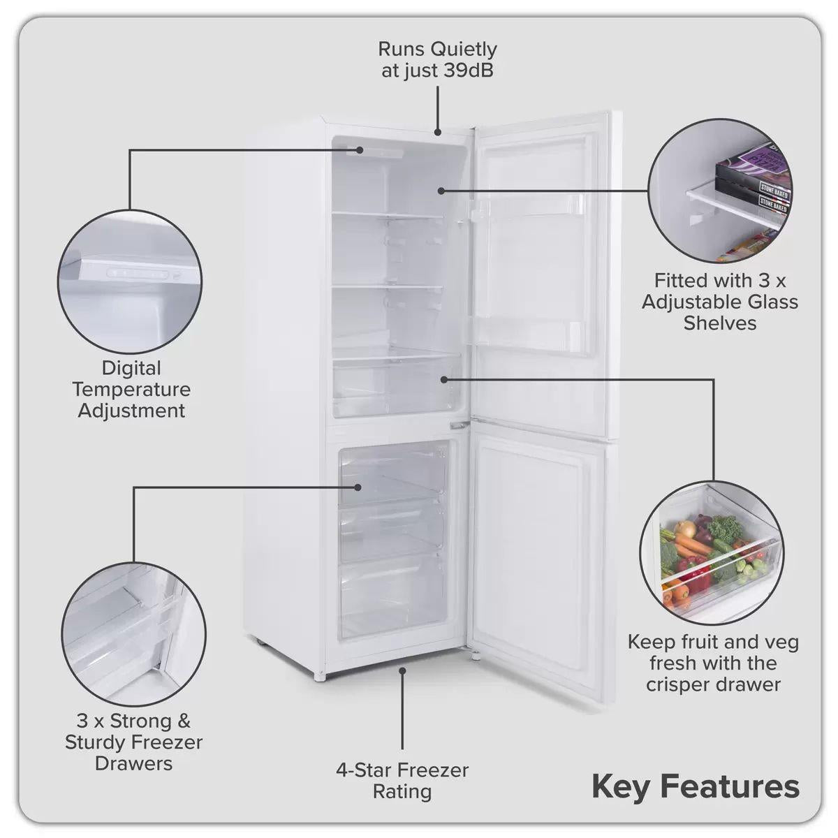 Sealey DH326 Baridi 60/40 Smart Frost Fridge Freezer 227L Capacity White 230V