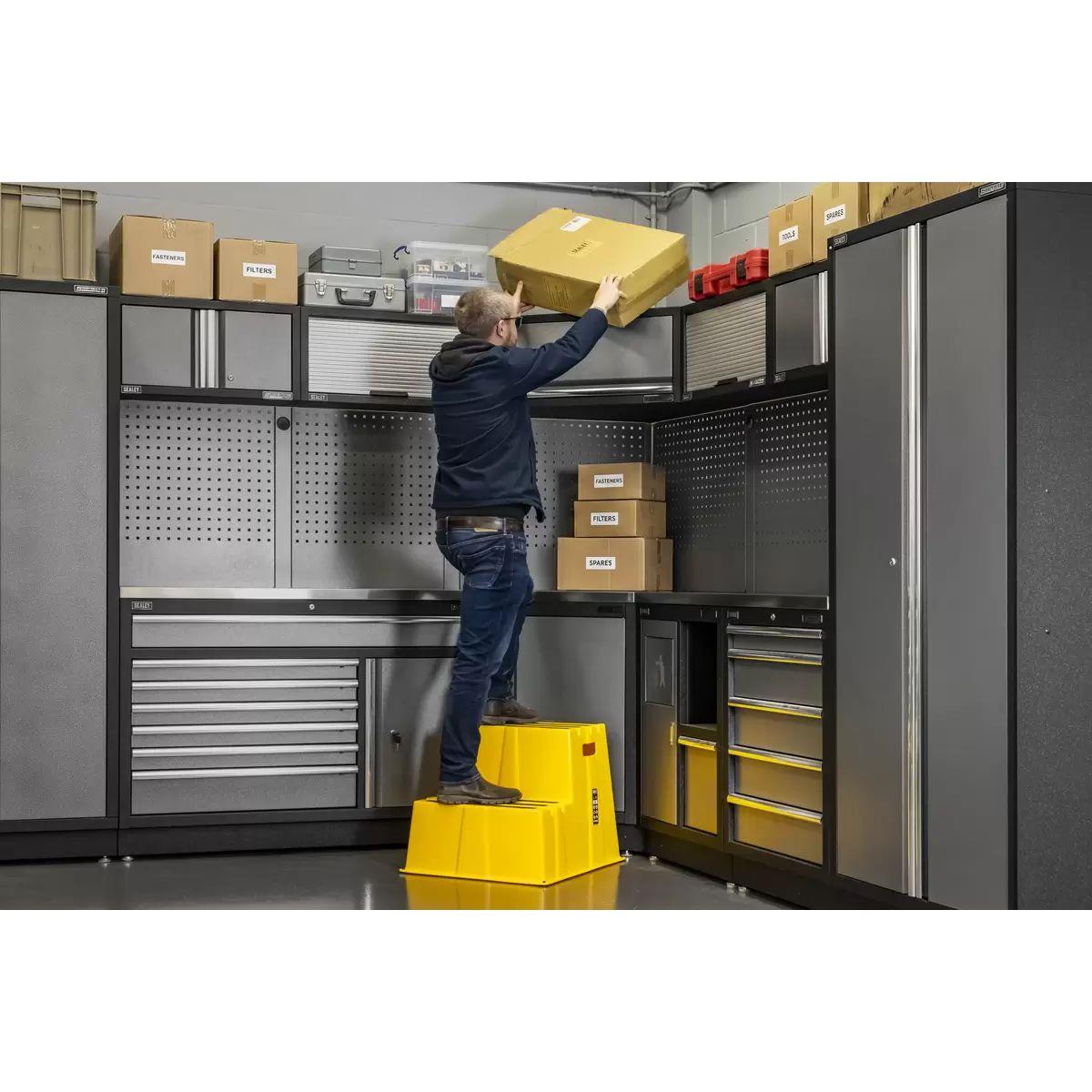 Sealey KS6 Heavy-Duty 2-Step Safety Steps with Anti-Slip Treads 150kg Capacity, Yellow EN 14183