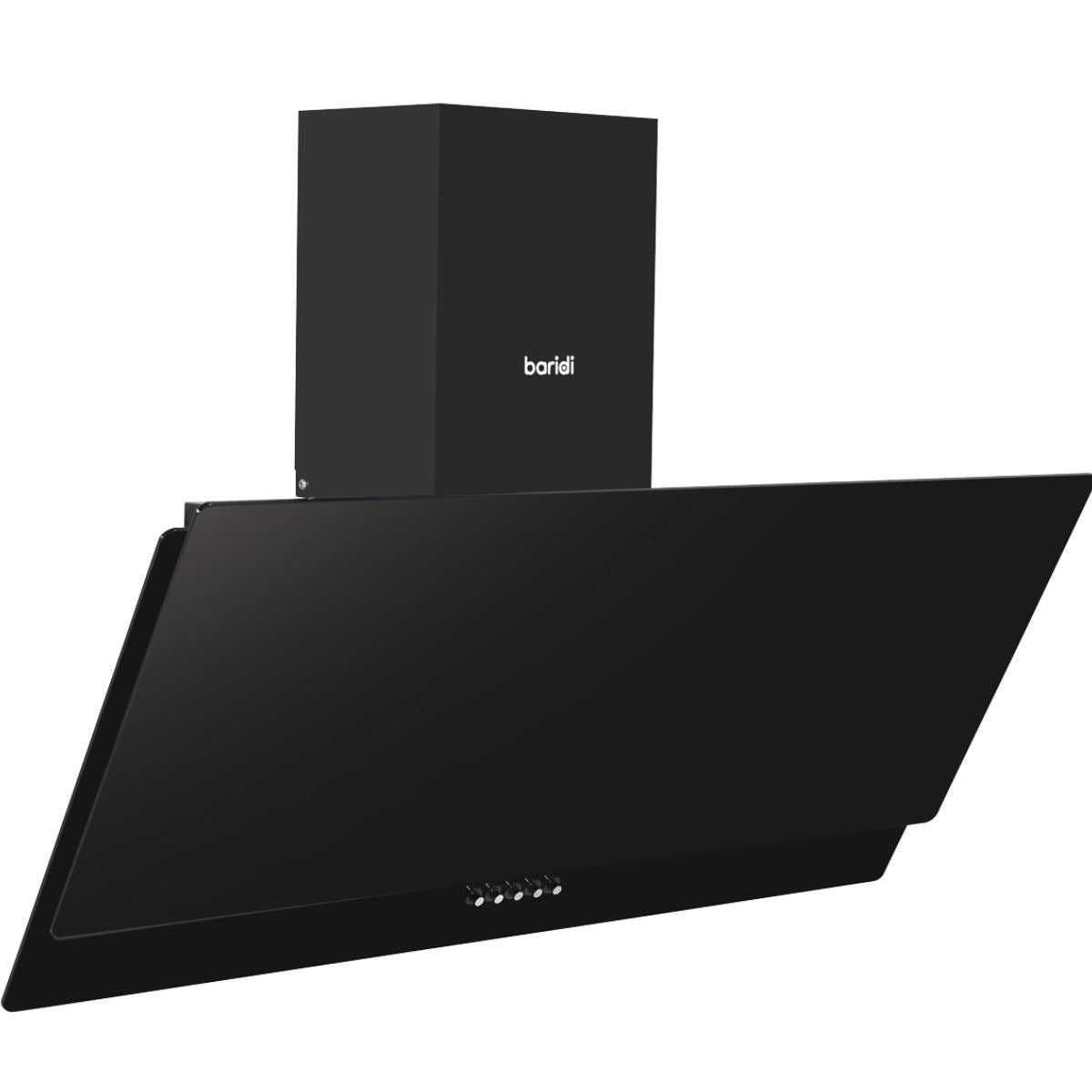 Sealey DH106 Baridi Angled Chimney Cooker Hood with Carbon Filters & LED Lamp 90cm Black Glass