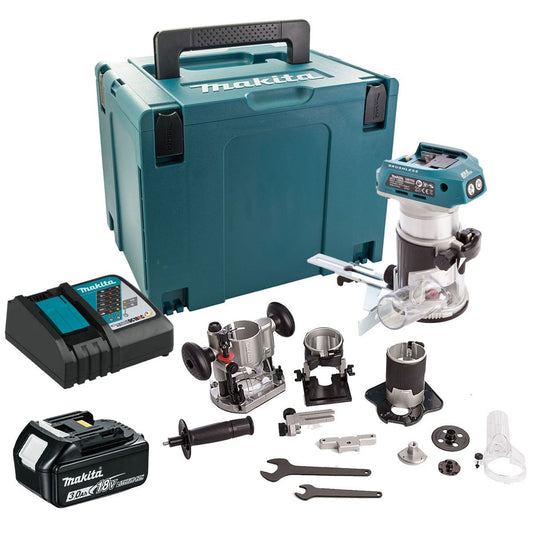 Makita DRT50ZJX3 18V LXT Brushless 1/4" Router Trimmer Body with 1 x 3.0Ah Battery Charger & Case