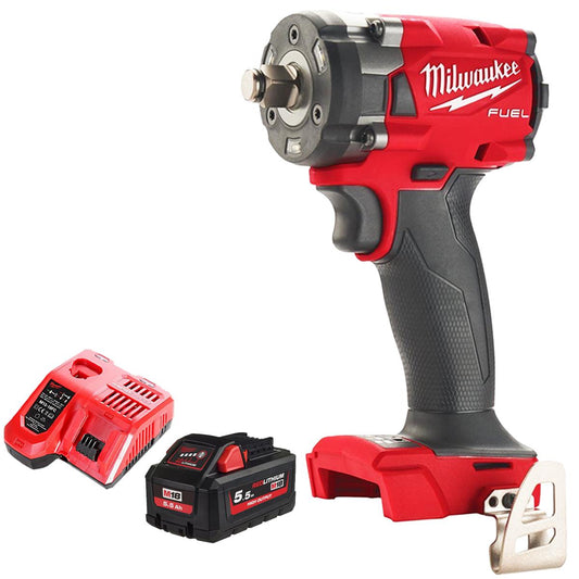 Milwaukee M18FIW2F12-0 18V Brushless Impact Wrench with 1 x 5.5Ah Battery & Charger