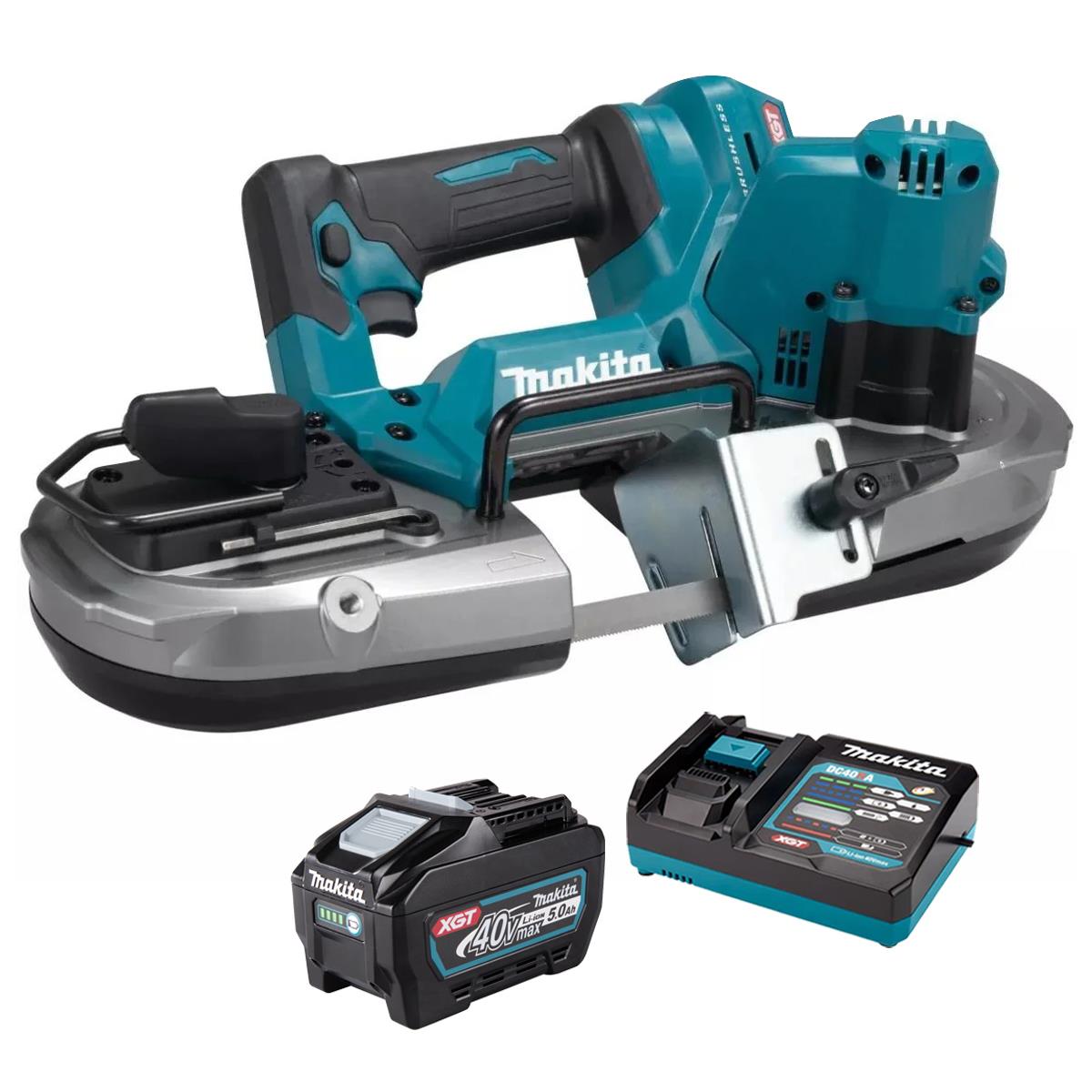 Makita PB003GZ 40V Max XGT 66mm Portable Bandsaw with 1 x 5.0Ah Battery & Charger