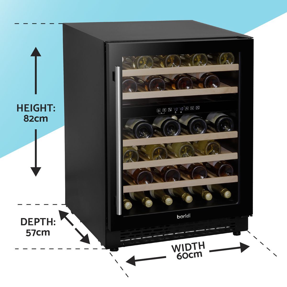 Sealey DH79 Baridi 46 Bottle Under-Counter/Freestanding Dual Zone Fridge & Cooler 60cm 230V