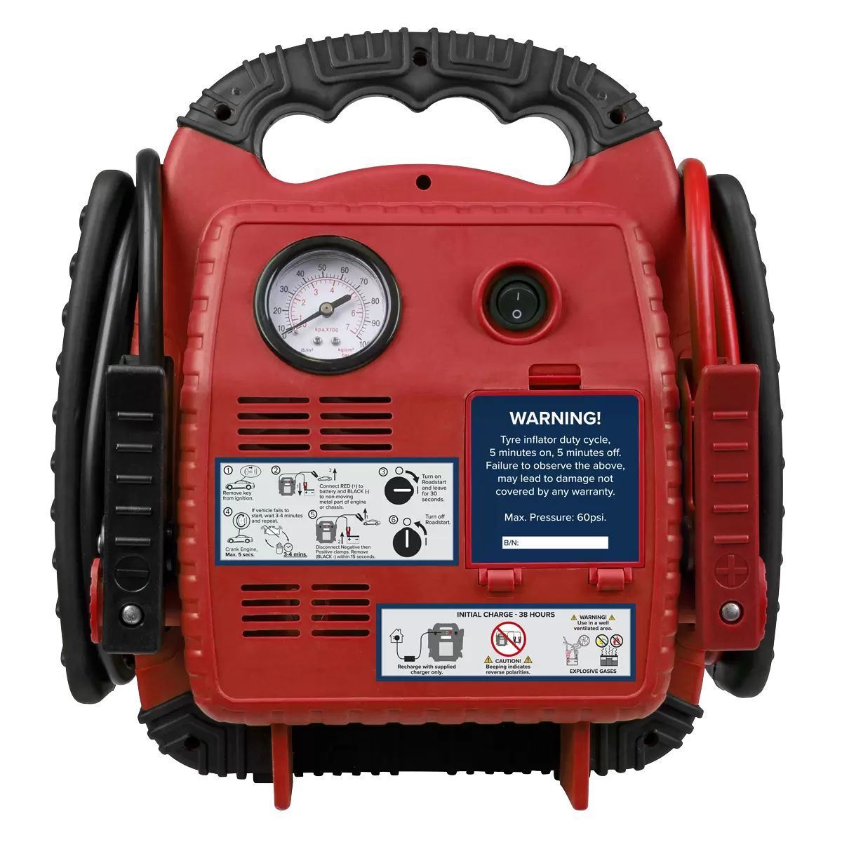 Sealey RS132 12V Road Start Emergency Power Pack with Air Compressor