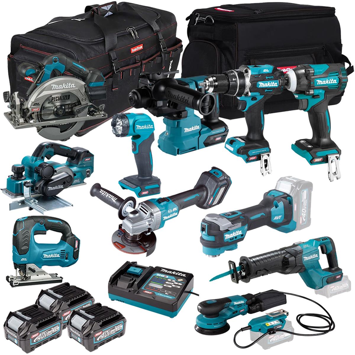 Makita 40V 11 Piece Combo Kit with 3 x 2.5Ah Batteries & Charger T4TKIT-7252