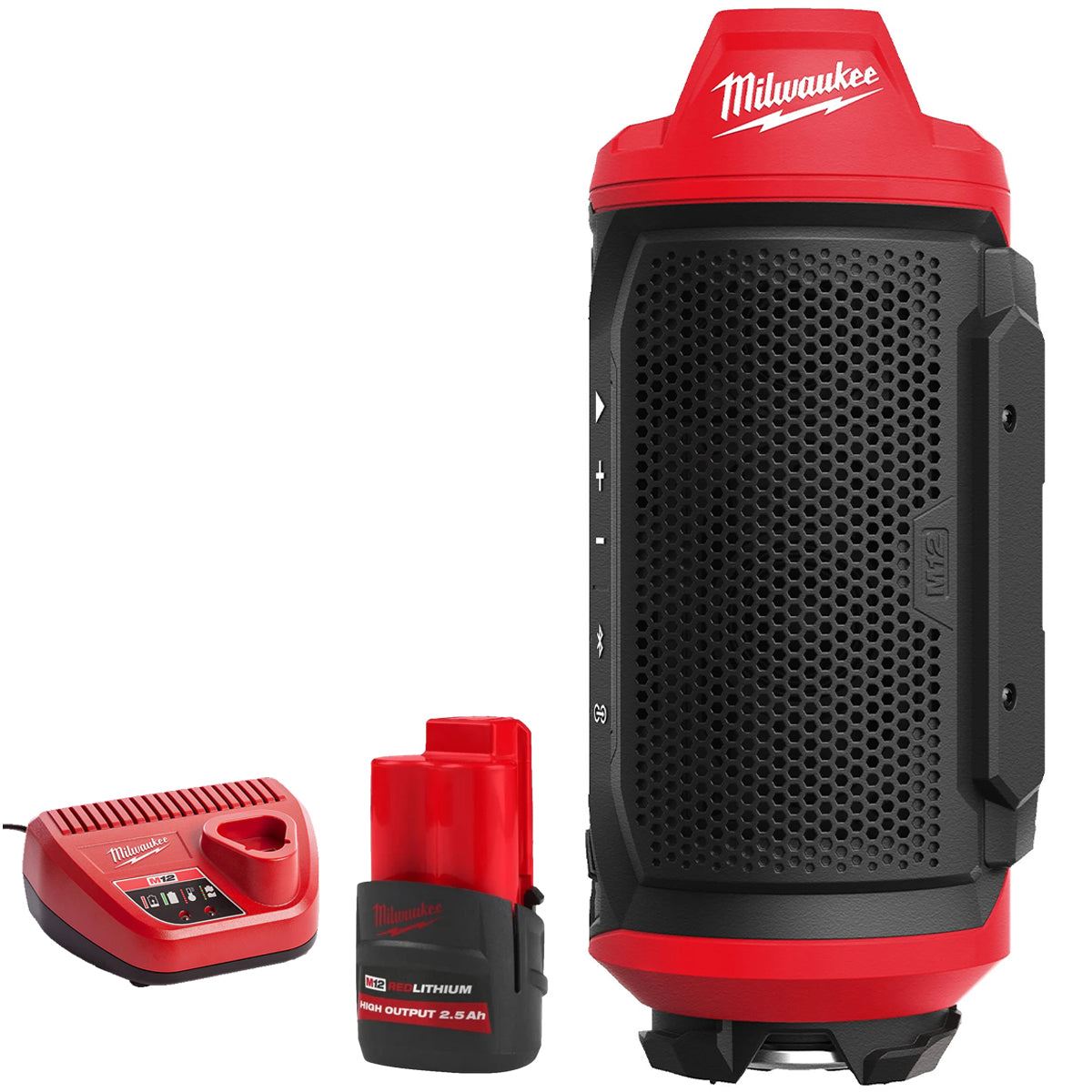 Milwaukee M12SPEJSG2-0 12V Bluetooth Jobsite Speaker with 1 x 2.5Ah Battery & Charger