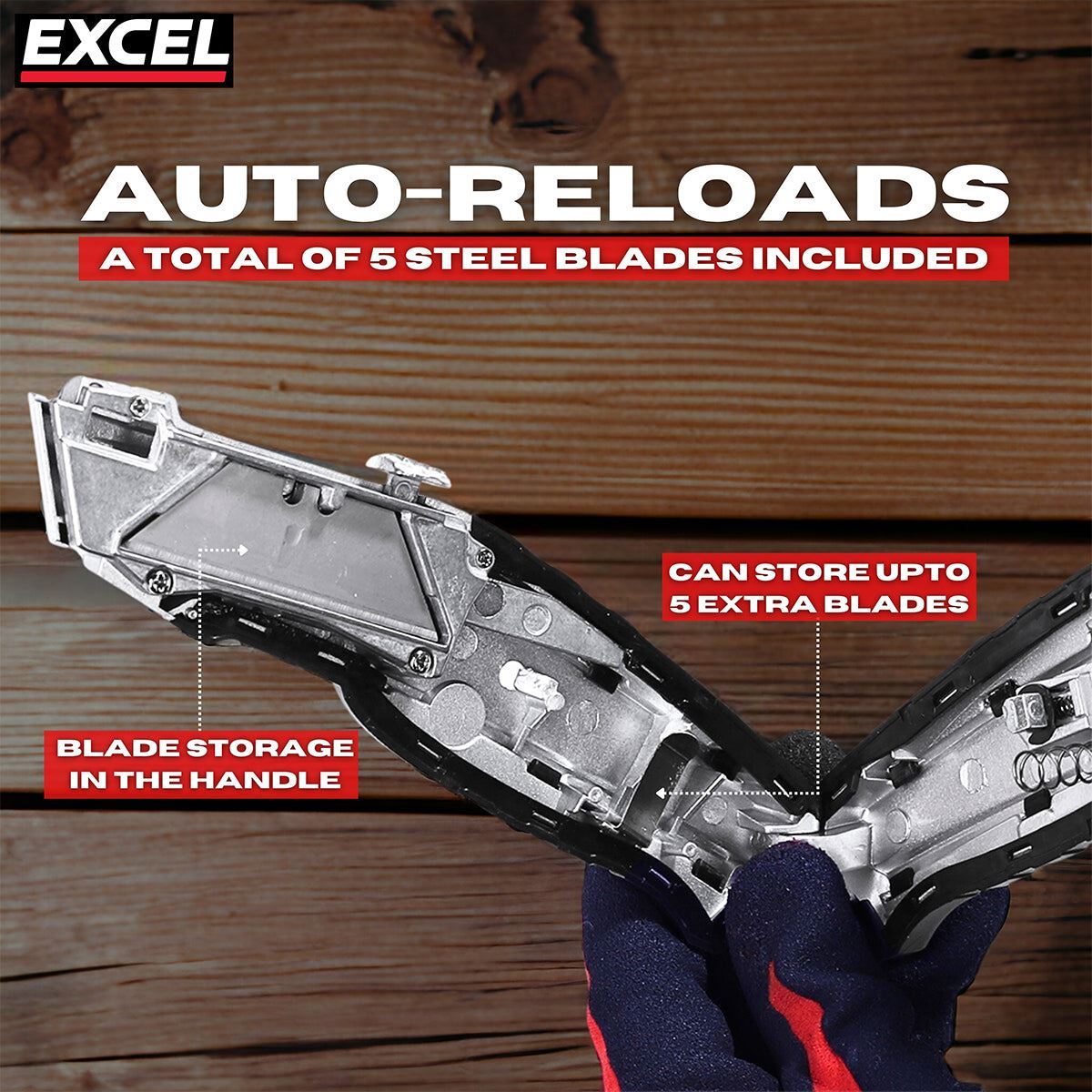 Excel Auto Reload Utility Knife with 5 Blades Pack of 2