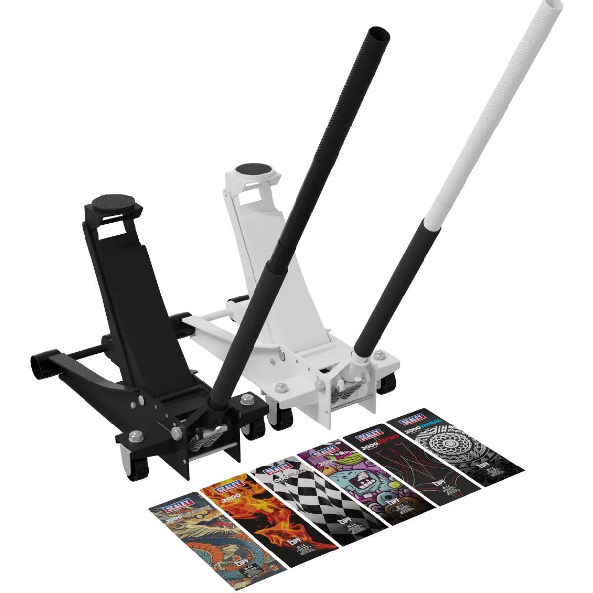 Sealey 2000CW Low Profile Custom Design Trolley Jack with Rocket Lift 2 Tonne White