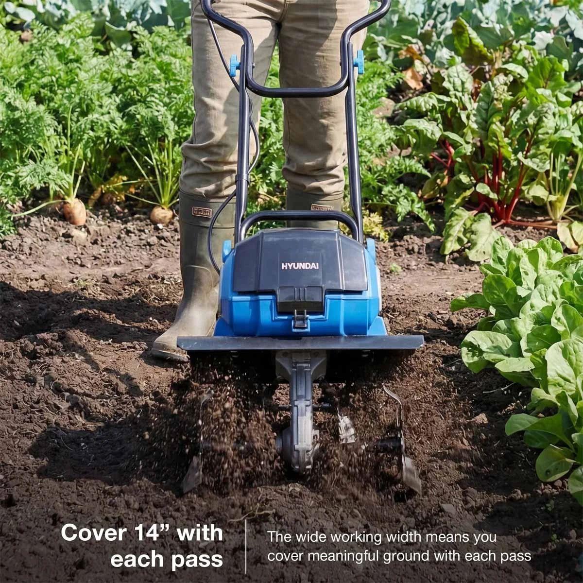 Hyundai HY40CT36 2 x 20V Brushless Cordless Tiller 36cm with 2 x 4.0Ah Batteries and Charger