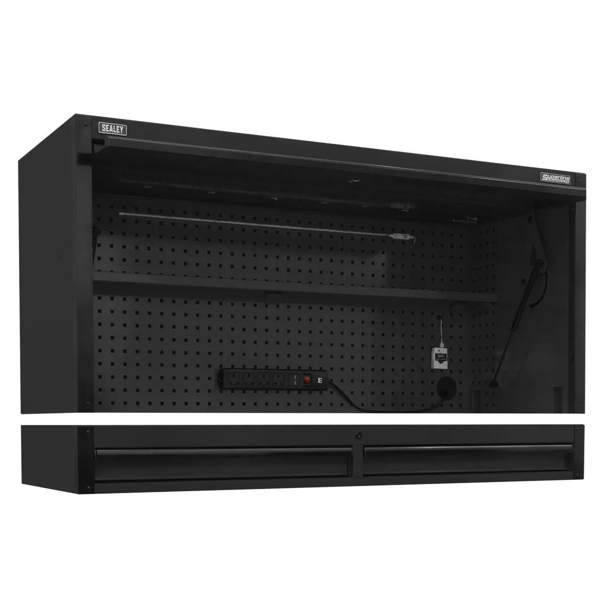 Sealey AP6203BE Superline PRO Black Edition Top Hutch & 2 Drawer Riser 1549mm