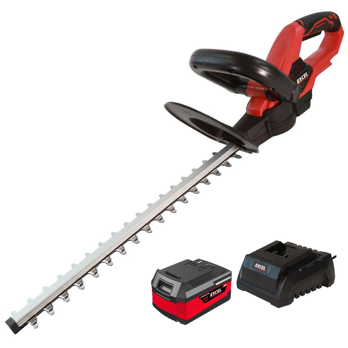Excel 18V 410mm Hedge Trimmer Cutter with 1 x 4.0Ah Battery & Fast Charger