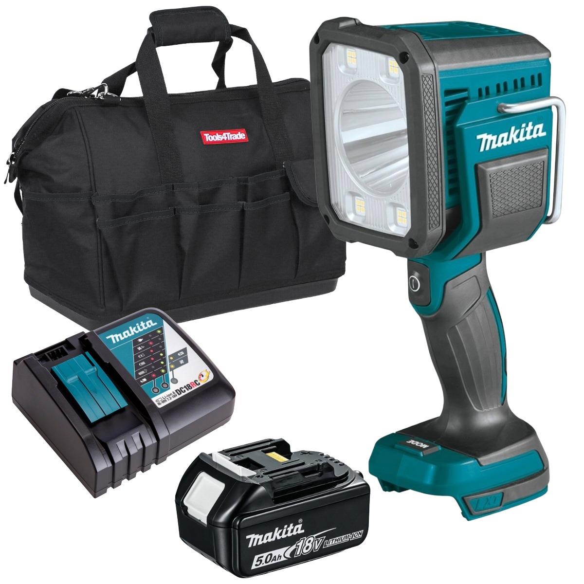 Makita DML812 14.4V / 18V LXT Cordless Flashlight with 1 x 5.0Ah Battery Charger & Bag