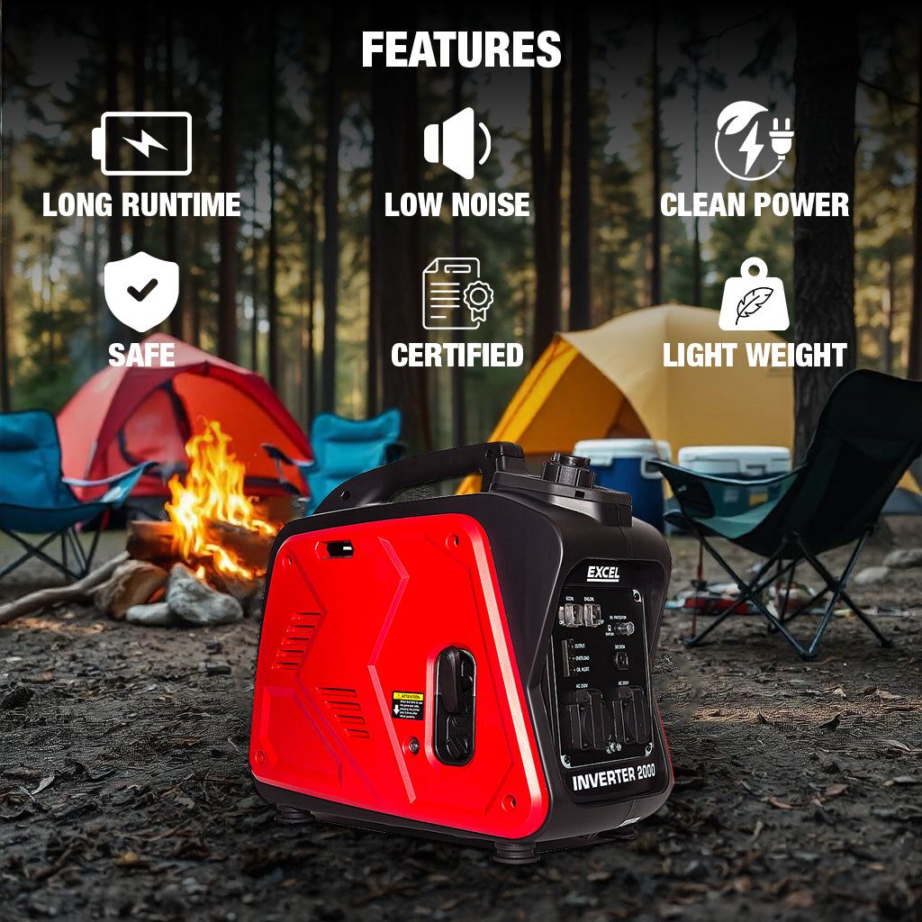 Excel Petrol Inverter Generator 4-Stroke Engine - 2000W Power Output, 99CC for Reliable Outdoor use