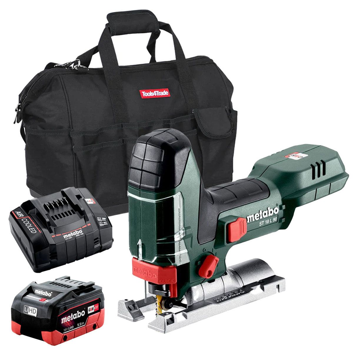 Metabo ST 18 L 90 18V Body Grip Jigsaw with 1 x 5.5Ah Battery Charger & Bag