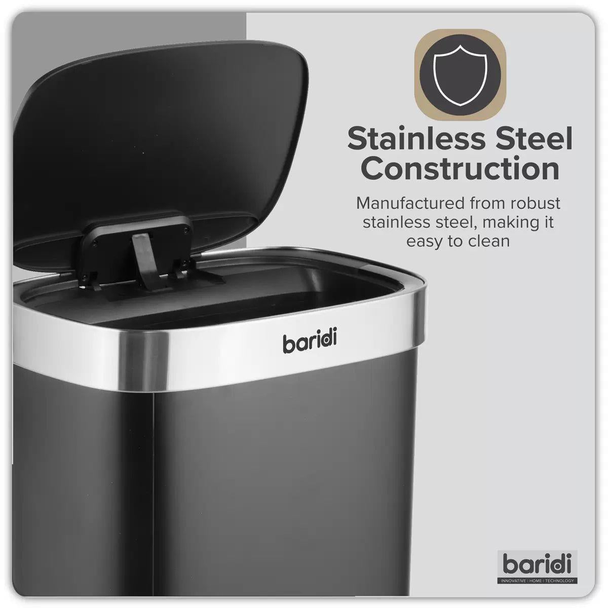 Sealey DH283 Baridi Sensor Bin 80L Black/Stainless Steel
