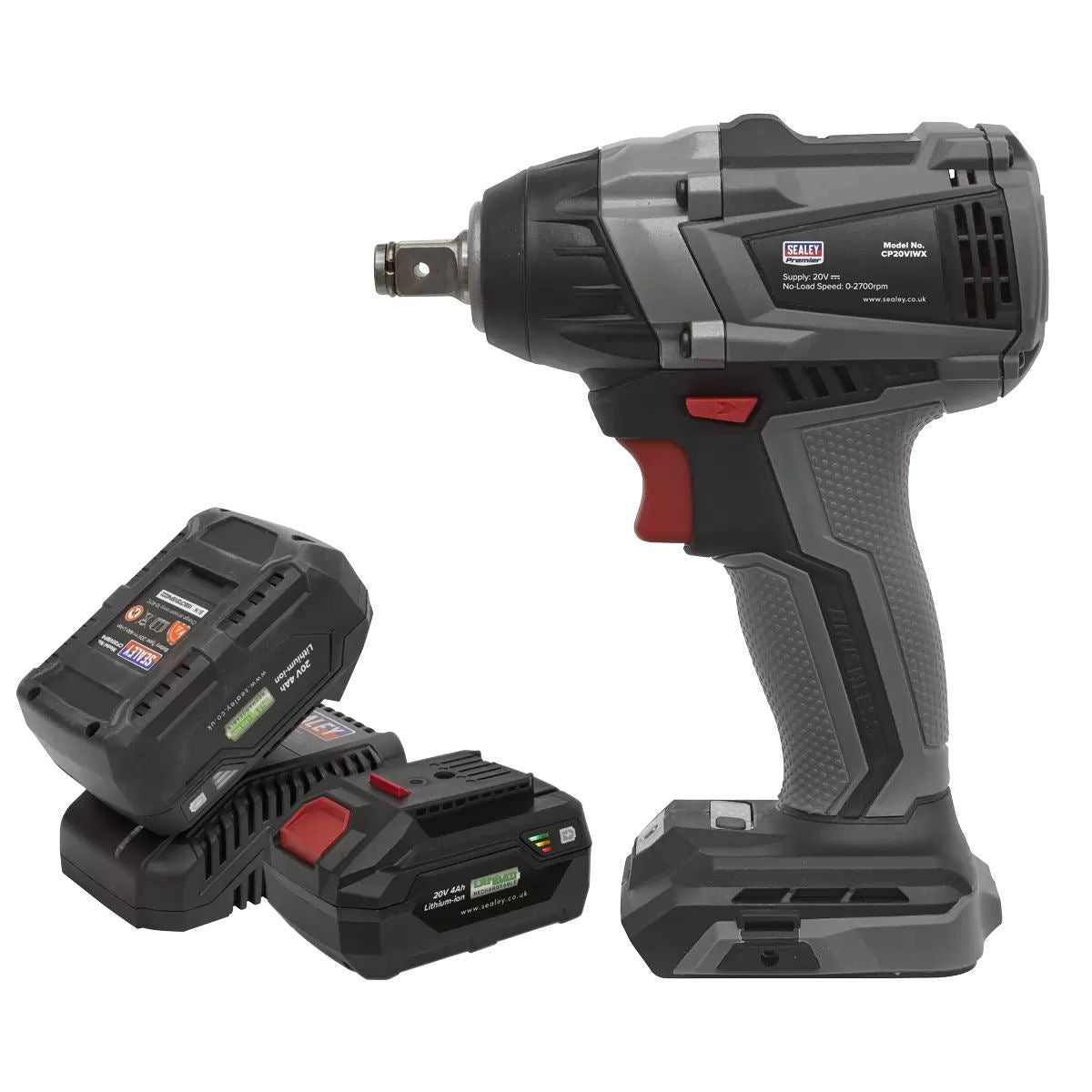 Sealey CP20VIWXKIT 20V Brushless Impact Wrench Kit 1/2
