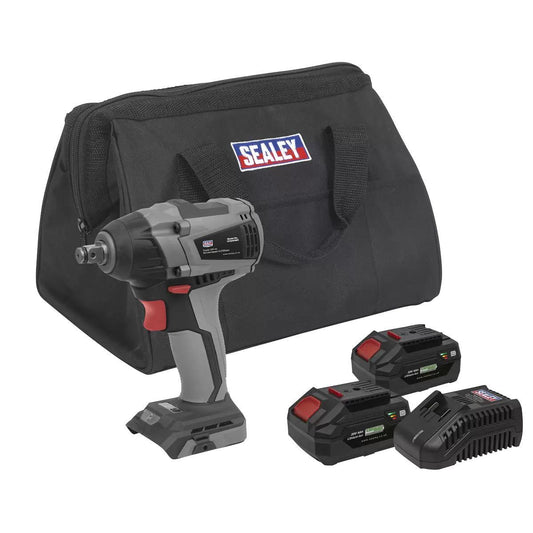 Sealey CP20VIWXKIT 20V Brushless Impact Wrench Kit 1/2"Sq Drive with 2 x 4.0Ah Battery & Charger in Bag