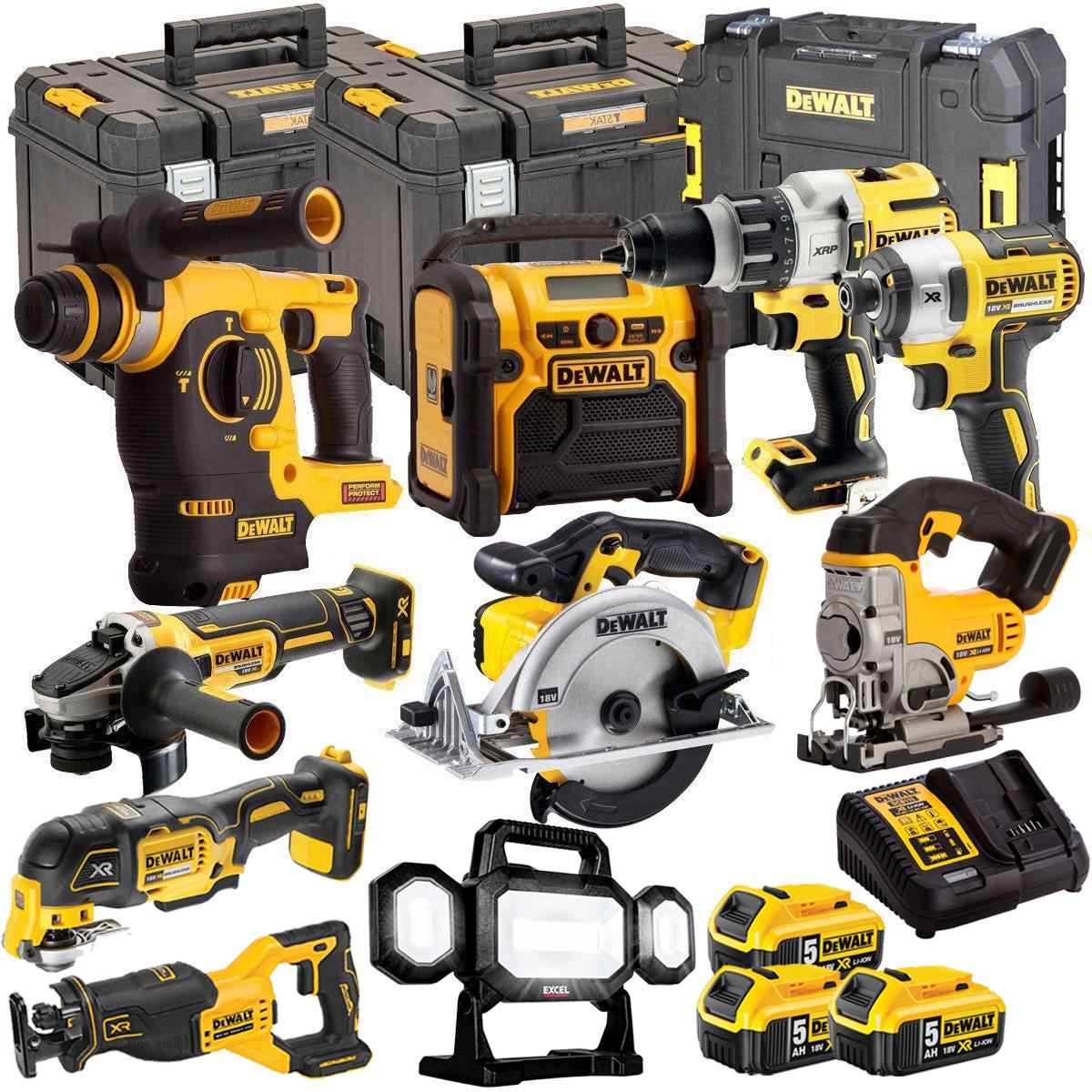 Dewalt 18V 10 Piece Cordless Power Tool Kit with 3 x 5.0Ah Batteries T4TKIT-831