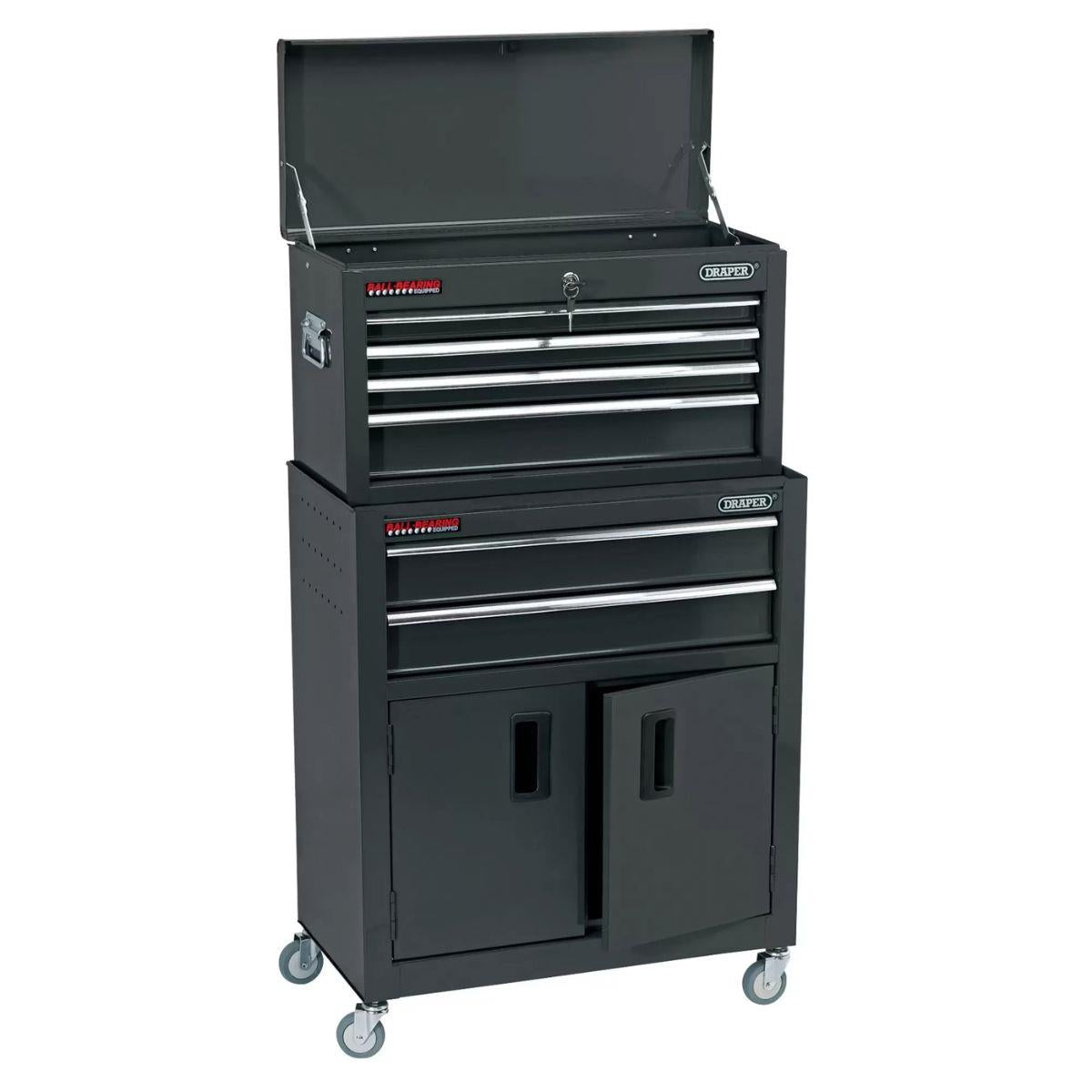 Draper RCTC6/BK Combined Roller Cabinet and Tool Chest, 6 Drawer, 24 Inch Black 19572