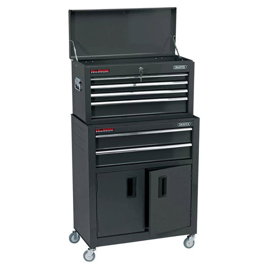 Draper RCTC6/BK Combined Roller Cabinet and Tool Chest, 6 Drawer, 24 Inch Black 19572