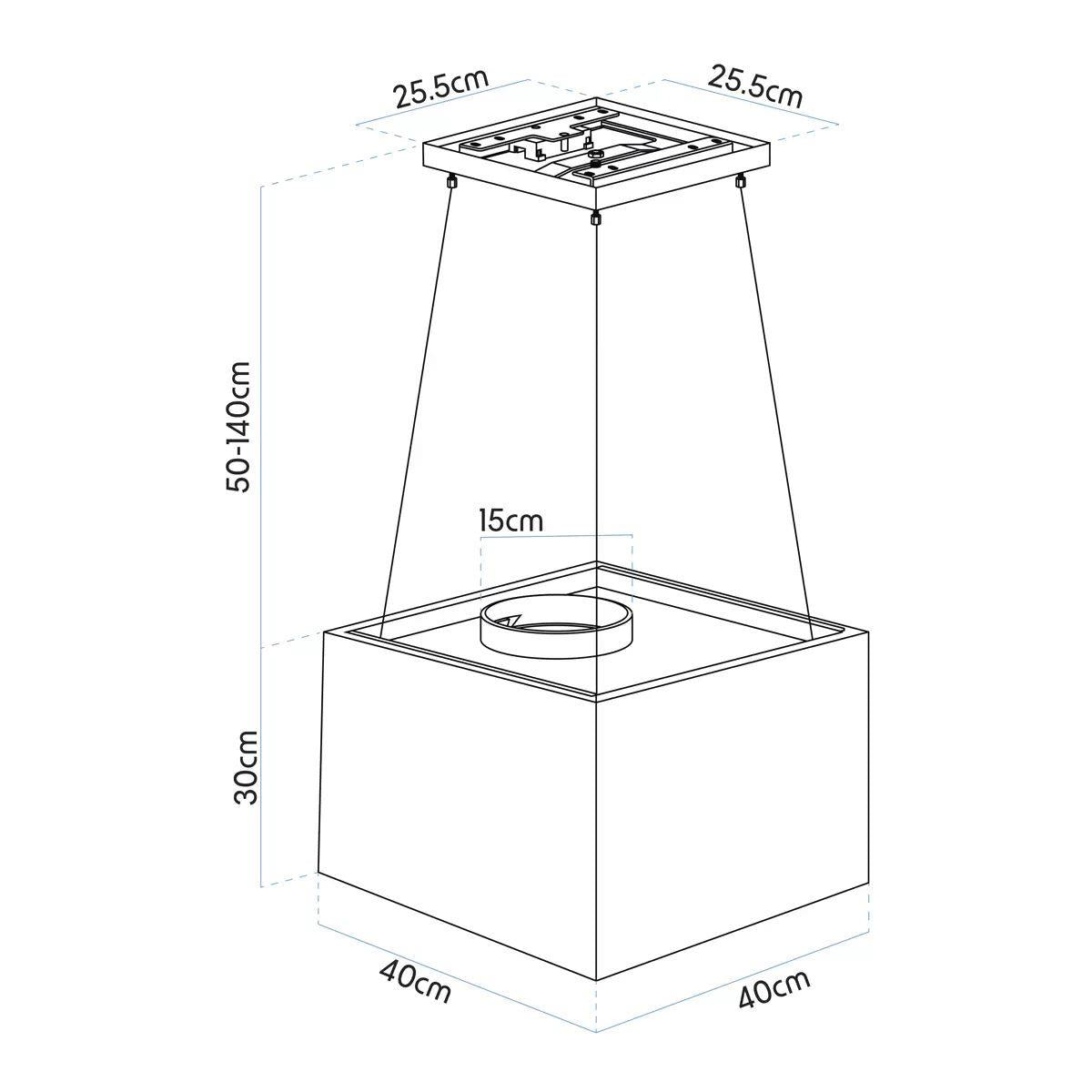 Sealey DH109 Baridi Square Island Cooker Hood 40cm Black 240V