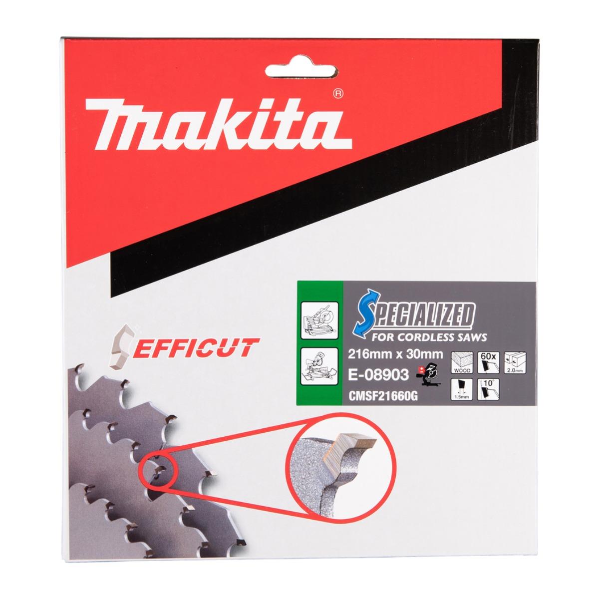 Makita E-08903 Efficut TCT Mitre Saw Blade 216mm x 30mm x 60T