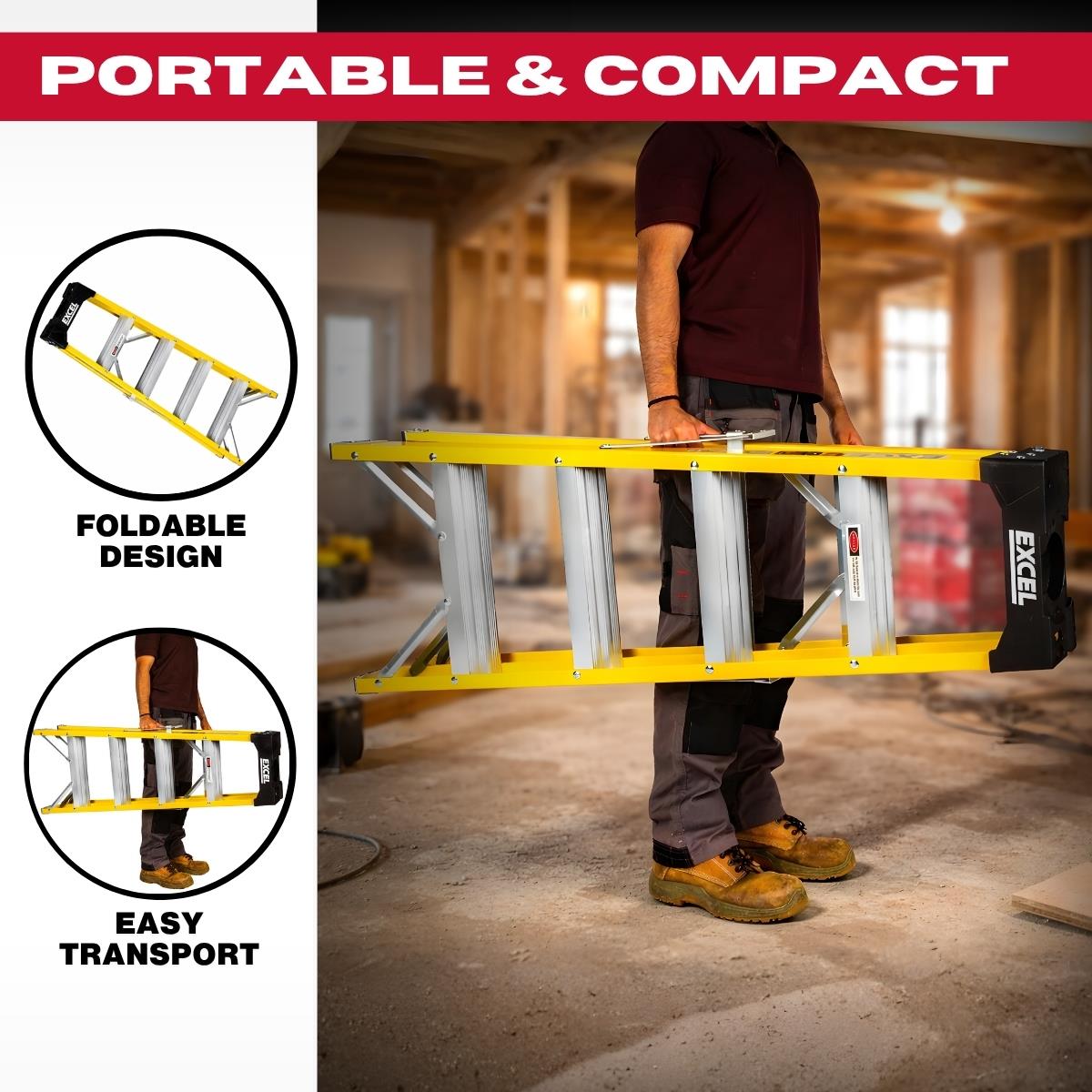 Excel Electricians Fibreglass Step Ladder 5 Tread 1.2m Heavy Duty