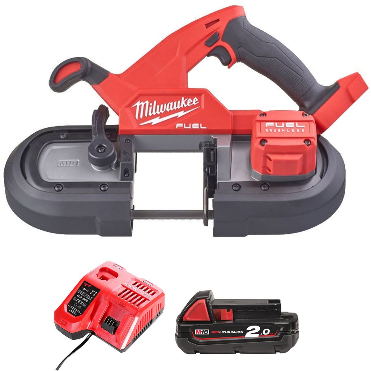 Milwaukee M18FBS85-0 18V FUEL Brushless 85mm Bandsaw with 1 x 2.0Ah Battery & Charger