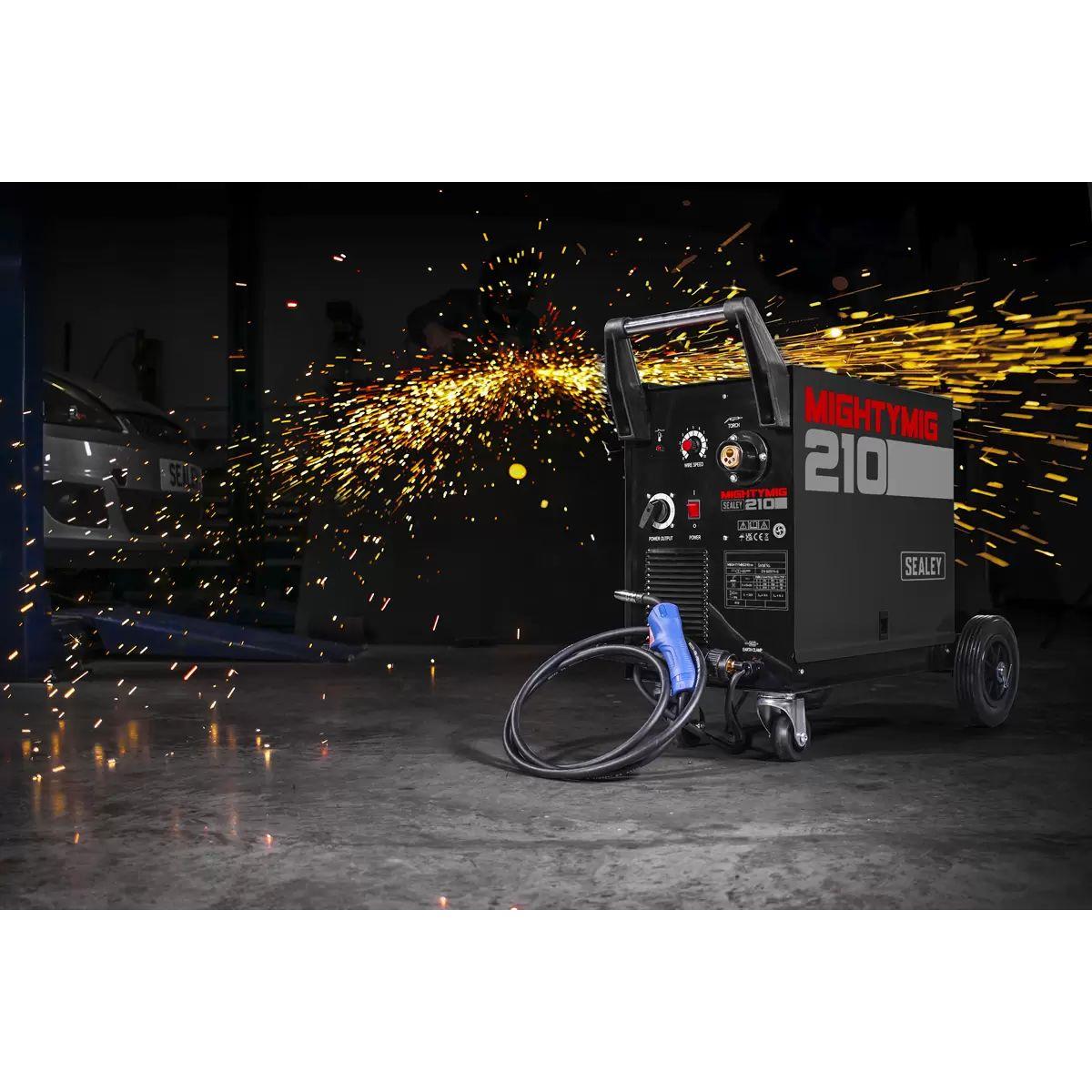Sealey MIGHTYMIG210 210A Professional Gas/No-Gas MIG Welder with Euro Torch 230V