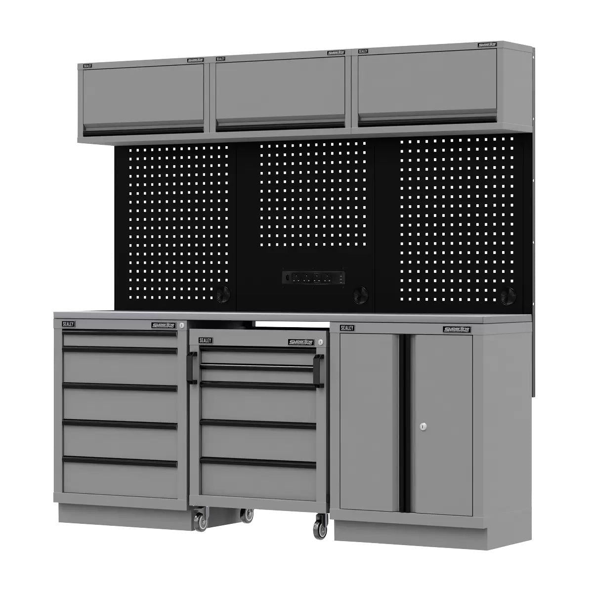Sealey APMSBESTACK03SS Superline PRO Black Edition Storage System with Stainless Worktop 2.04m