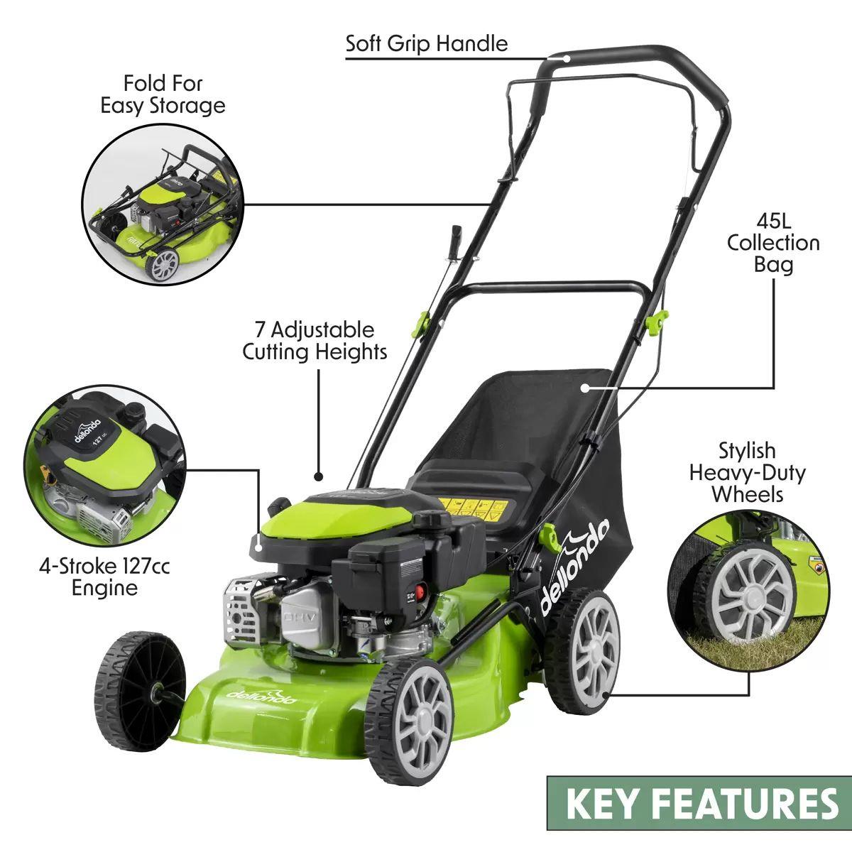 Sealey DG100 Dellonda 4-Stroke Hand-Propelled Petrol Lawnmower 132cc