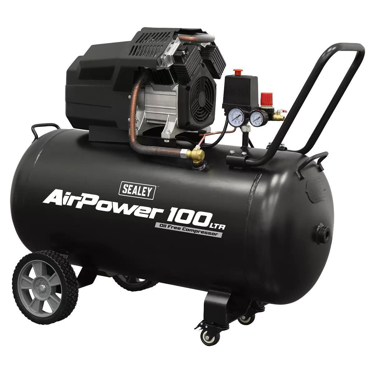 Sealey SAC10002 Air Compressor 100L V-Twin Oil Free Direct Drive 3hp/230V