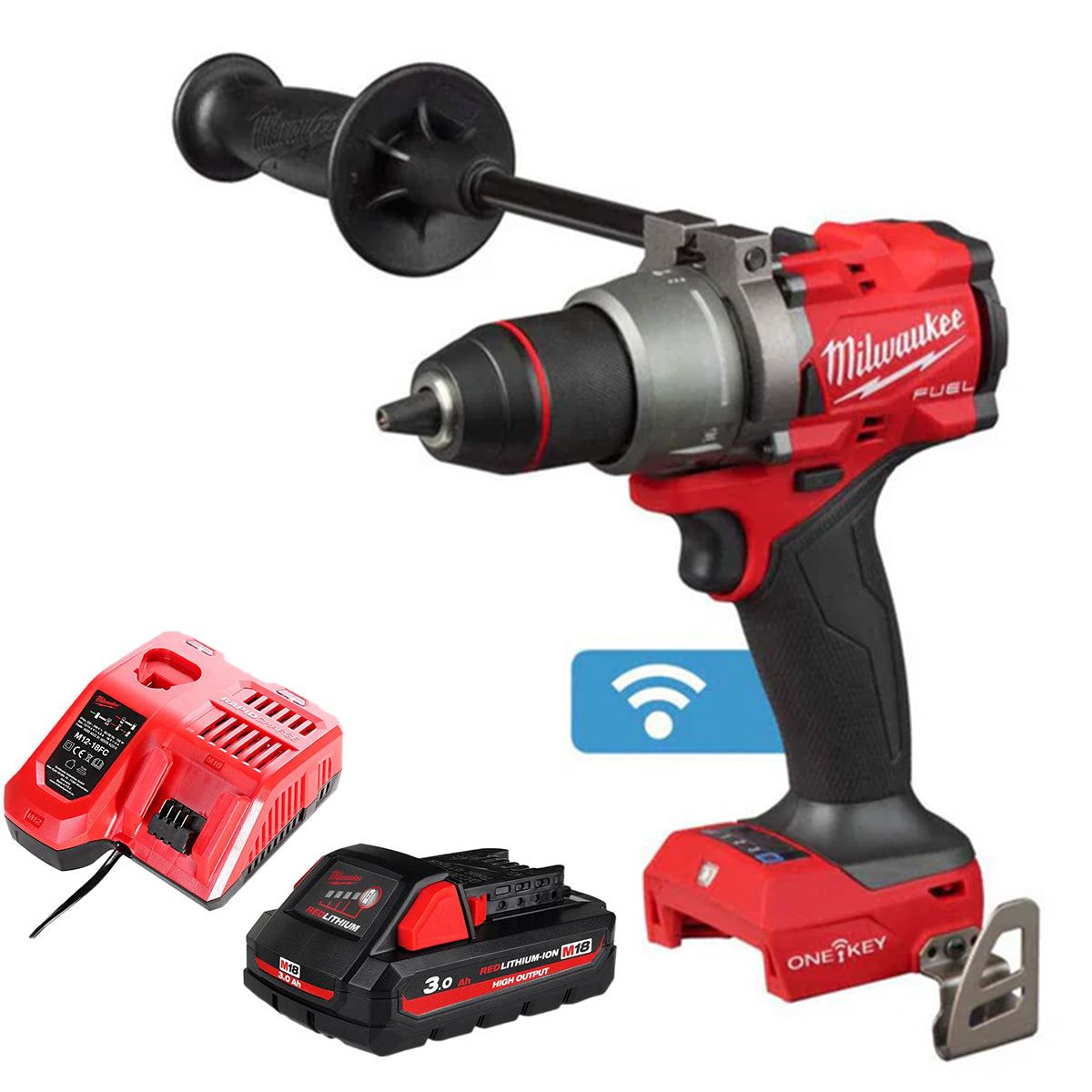 Milwaukee M18ONEPD3-0 18V Fuel One-Key Brushless Combi Drill with 1 x 3.0Ah Battery & Charger