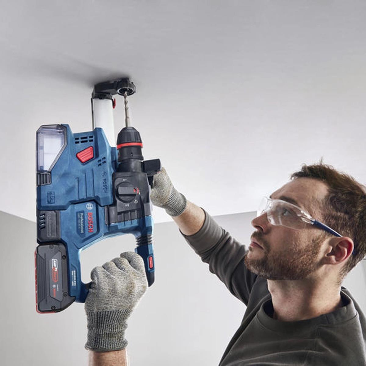Bosch GBH 18V-22 X 18V Brushless SDS+ Rotary Hammer with GDE 18V-12 Dust Extractor Attachment