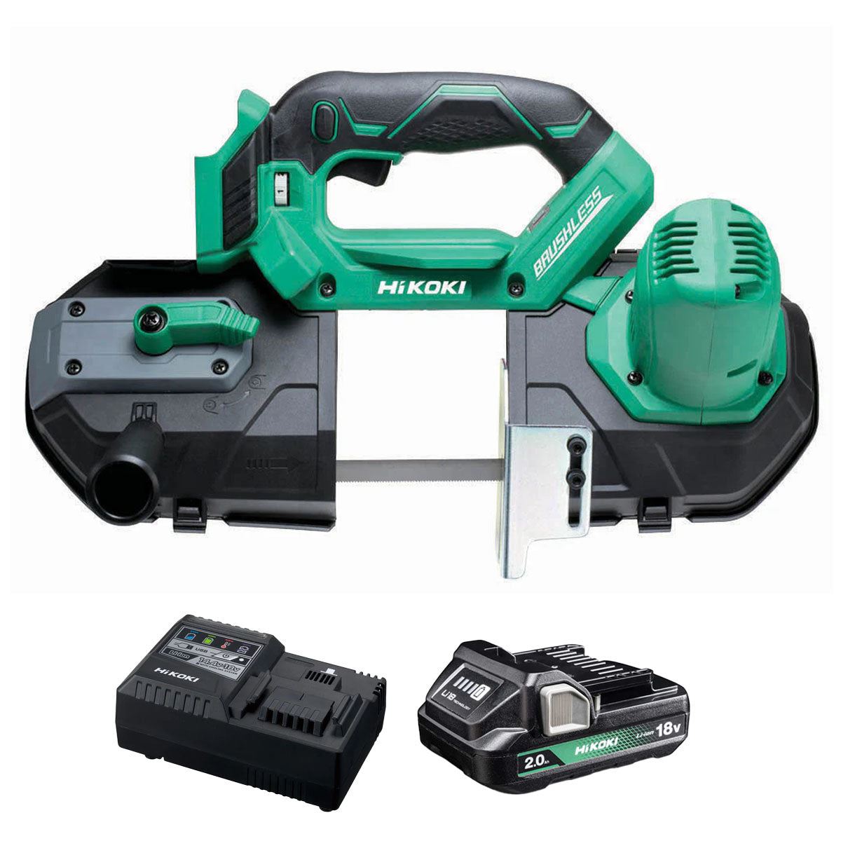 Hikoki CB18DBLJ4Z 18V Brushless Bandsaw with 1 x 2.0Ah Battery & Charger
