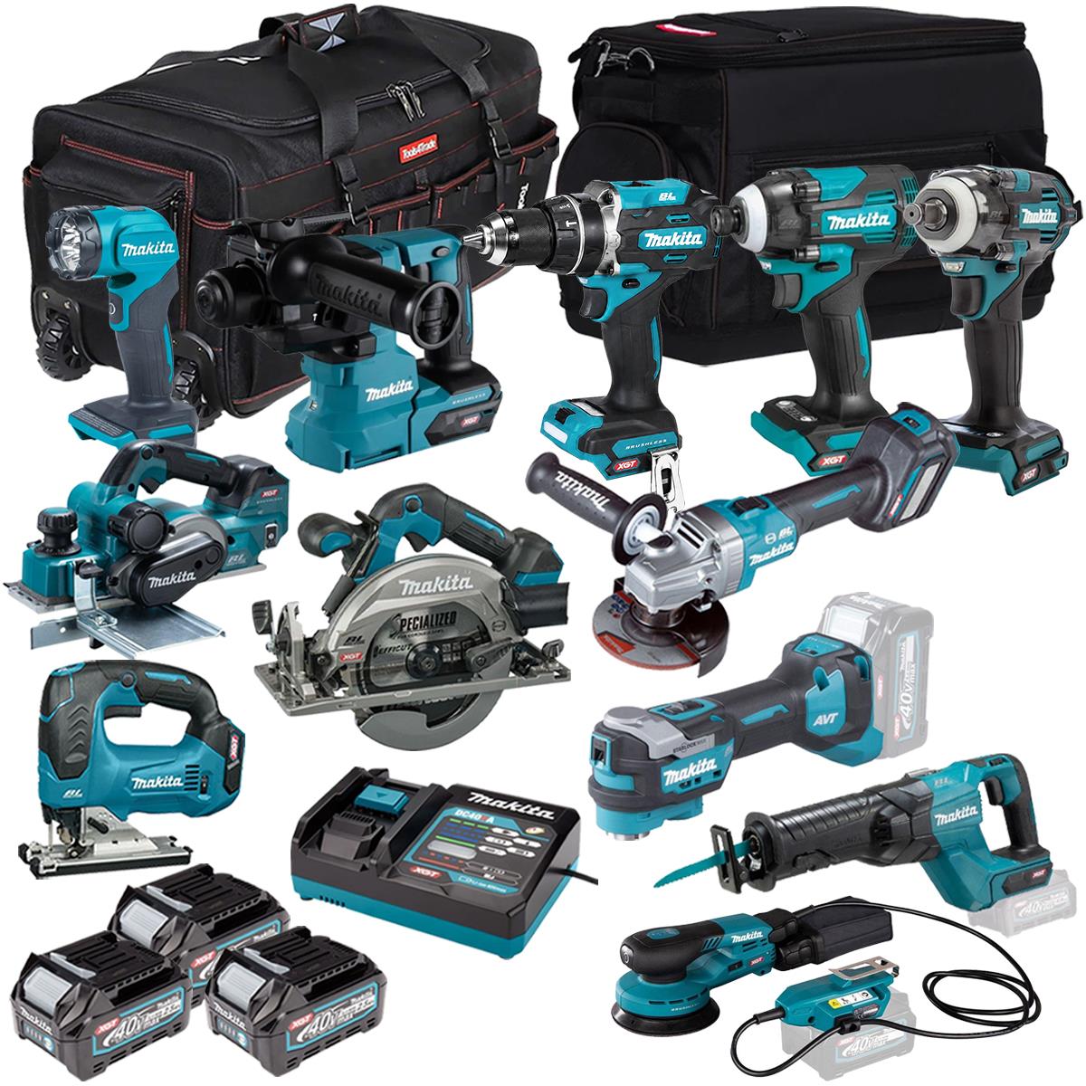 Makita 40V 12 Piece Combo Kit with 3 x 2.5Ah Batteries & Charger T4TKIT-7306