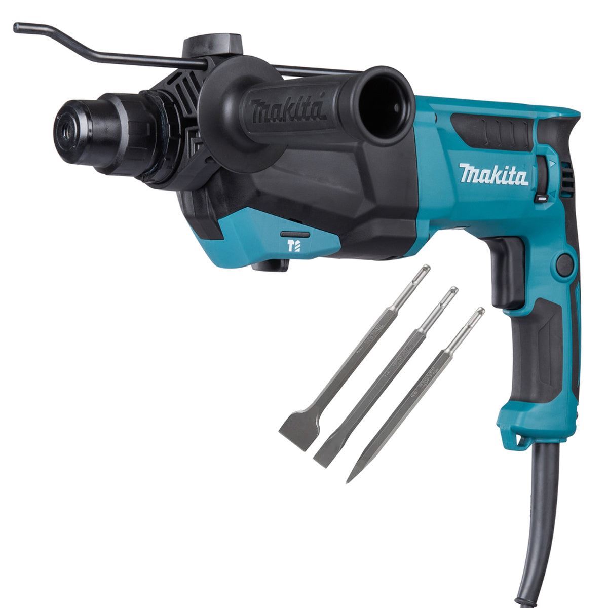 Makita HR2670/2 26mm SDS+ Rotary Hammer Drill With D-30134 SDS Plus Chisel Set