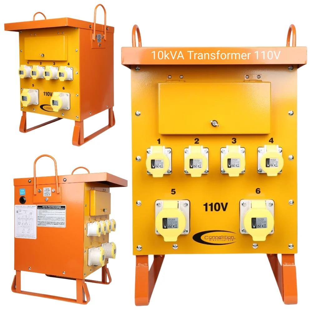 Connexion 10kVA Site Transformer 110V Single Phase with 4 x 16A, 2 x 32A Outlets IP44 Rated - 10963