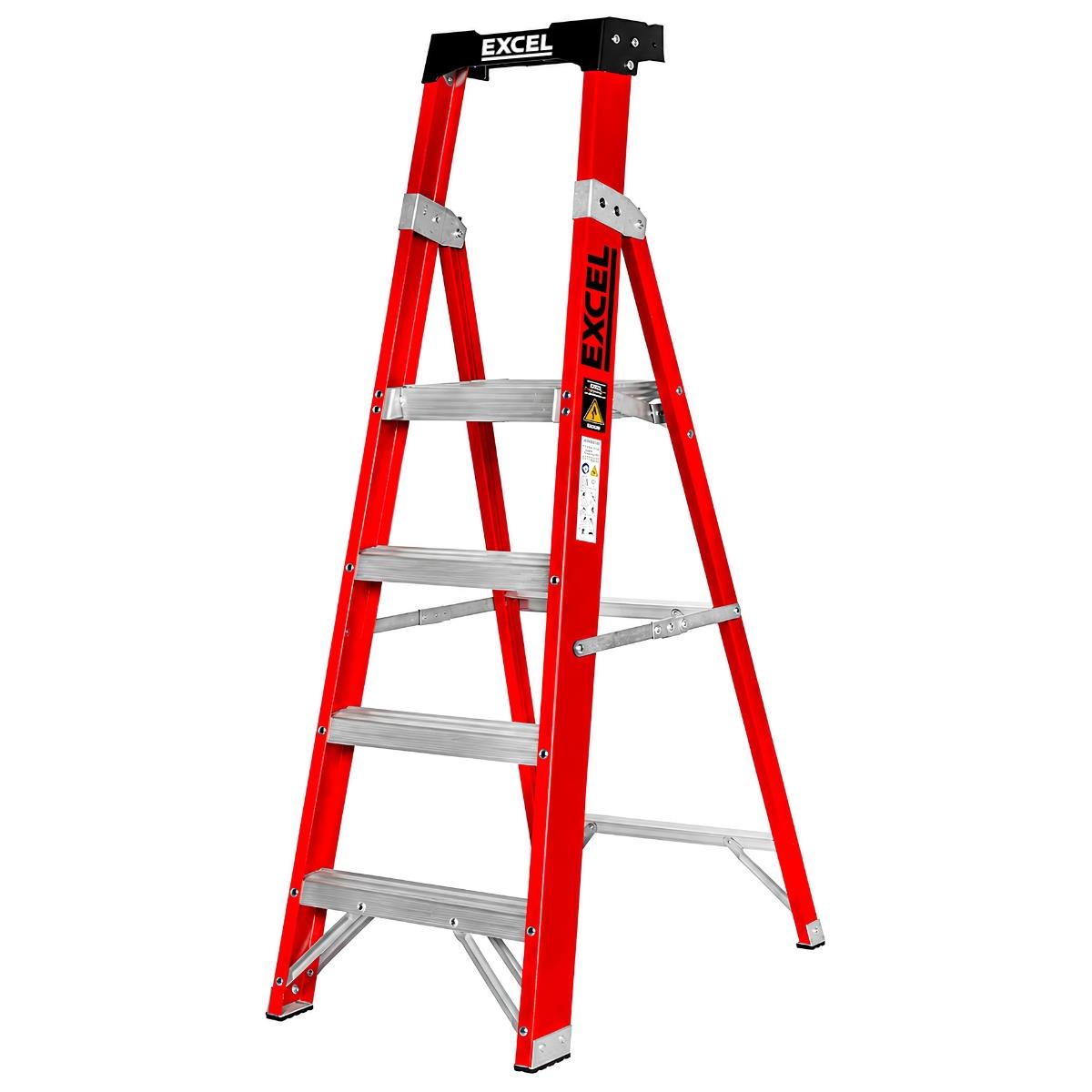 Excel Electricians Fibreglass Platform Step Ladder 4 Tread 1.57m EN131