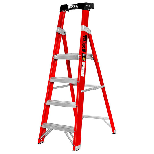 Excel Electricians Fibreglass Platform Step Ladder 4 Tread 1.57m EN131